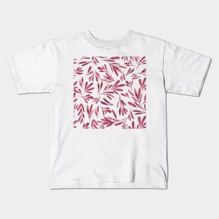 Abstract Pink Leaves Pattern Kids T-Shirt